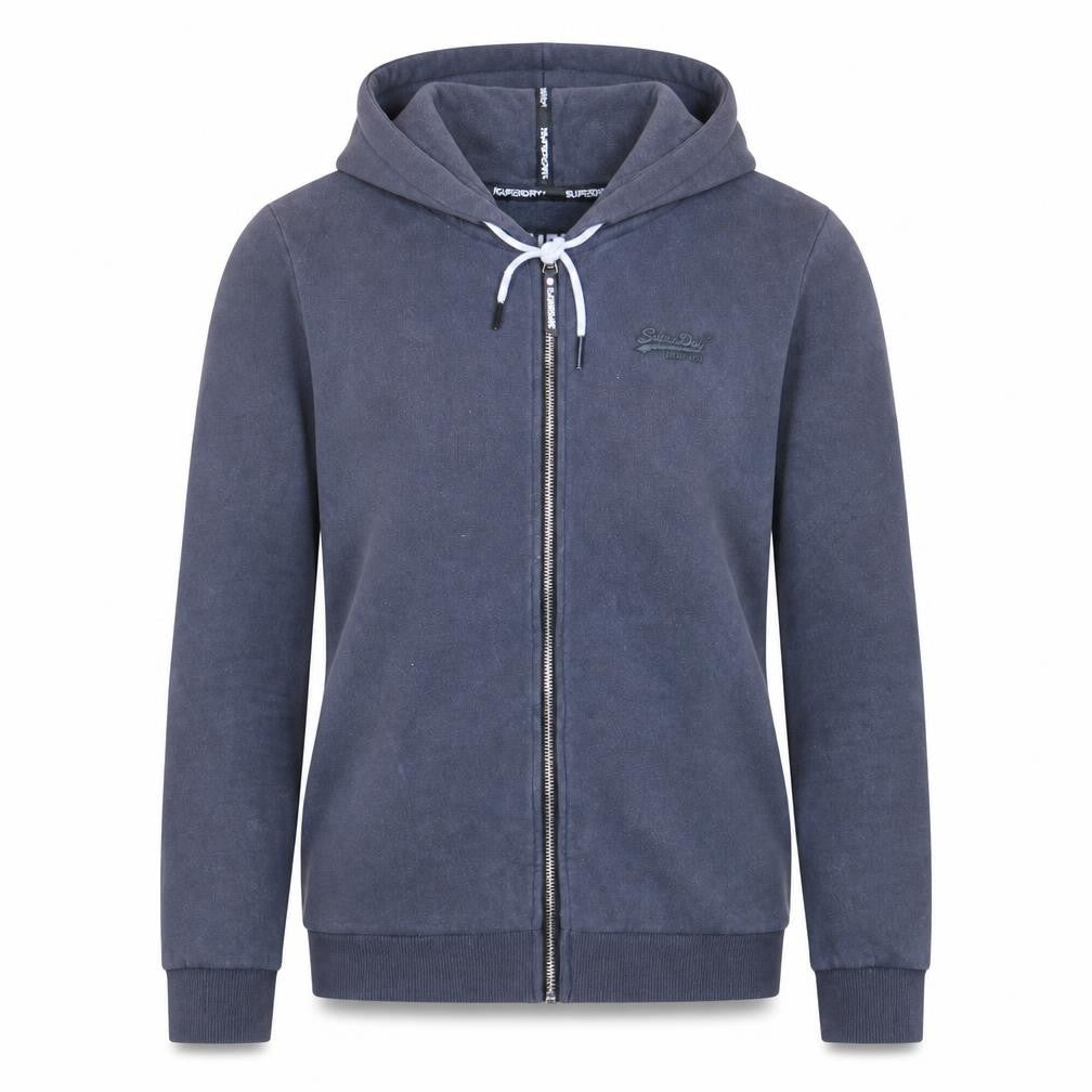 Superdry Womens Blue Full Zip Hoodie UK 12 Cotton Blend Casual