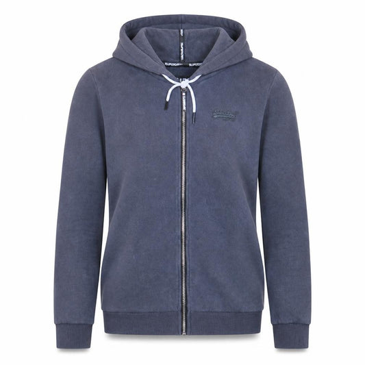Superdry Womens Blue Full Zip Hoodie UK 12 Cotton Blend Casual