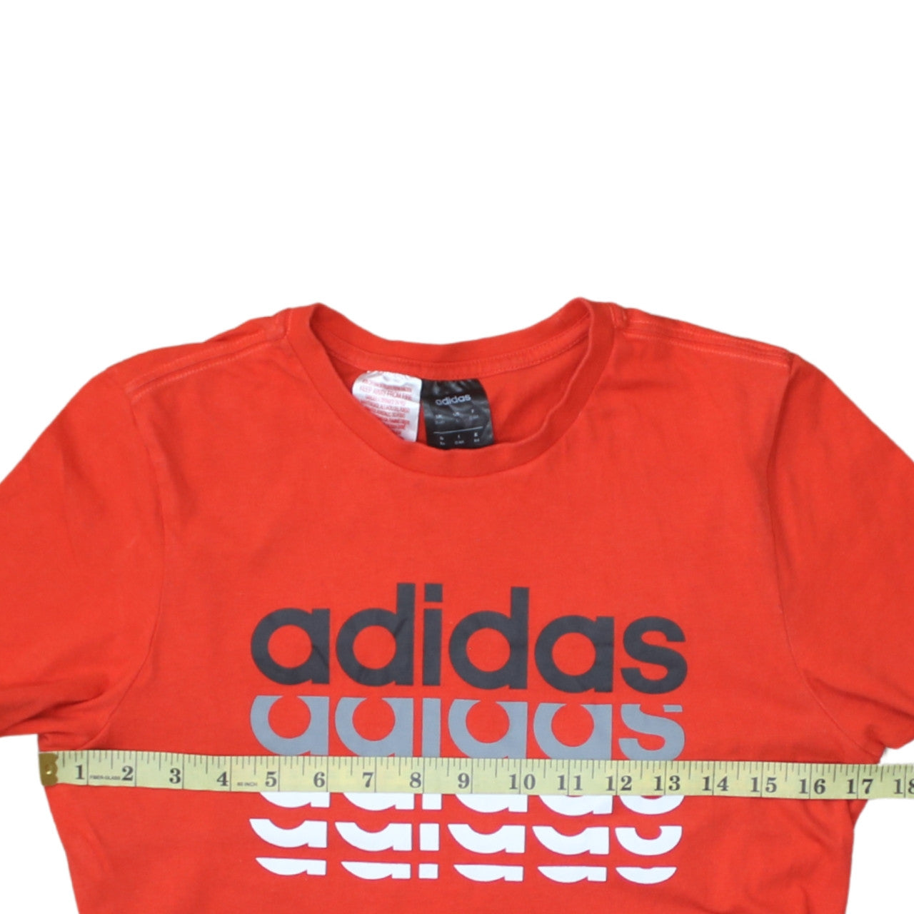 Adidas Boys Red 13-14 Years Logo Graphic Cotton T-Shirt