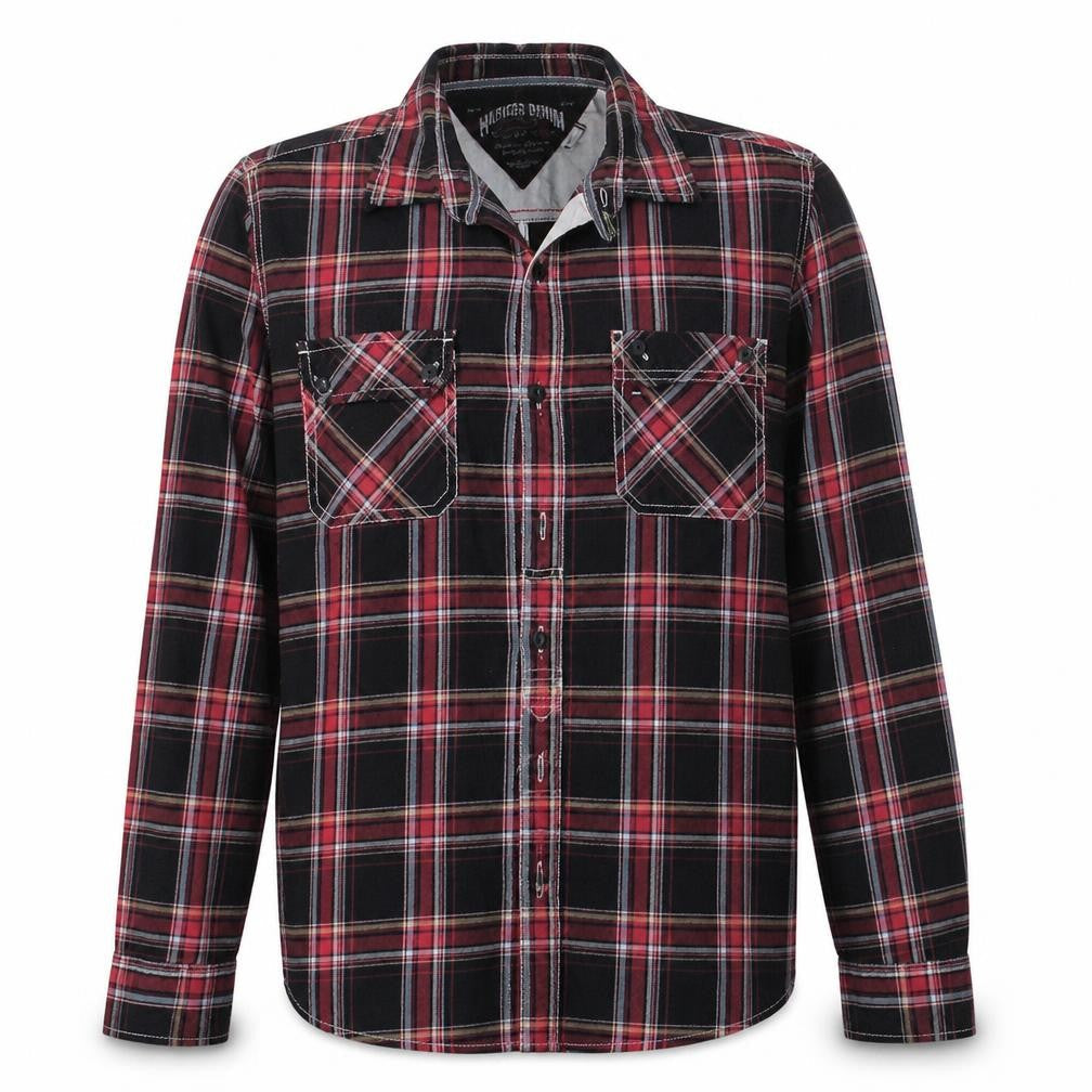 Tommy Hilfiger Men's Red Plaid Long Sleeve Cotton Button-Up Shirt Size L