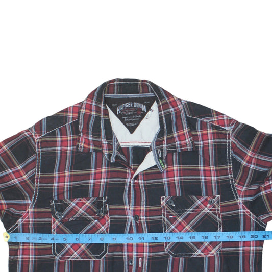 Tommy Hilfiger Men's Red Plaid Long Sleeve Cotton Button-Up Shirt Size L
