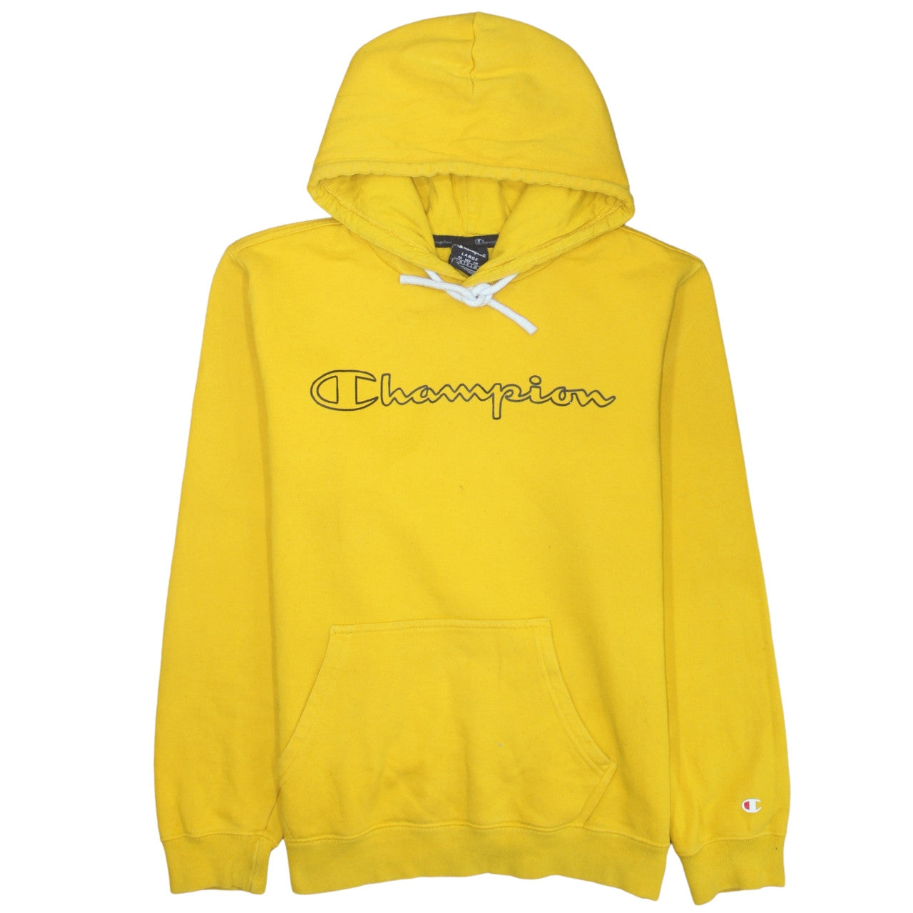 Champion Men's Yellow Pullover Hoodie Large Sports Fleece
