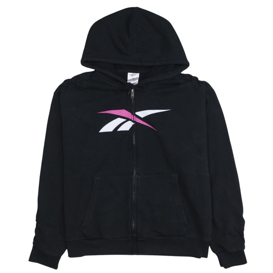 Reebok Womens Black XL Full Zip Hoodie Sweatshirt with Logo