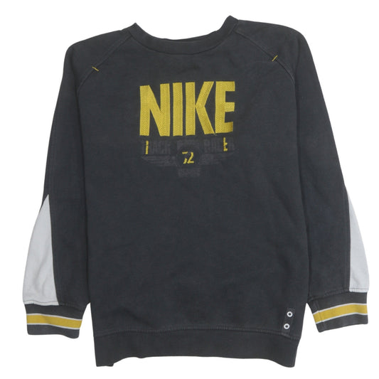 Nike Boys Black Yellow Logo Pullover Sweatshirt L 12-13 Years Cotton Blend