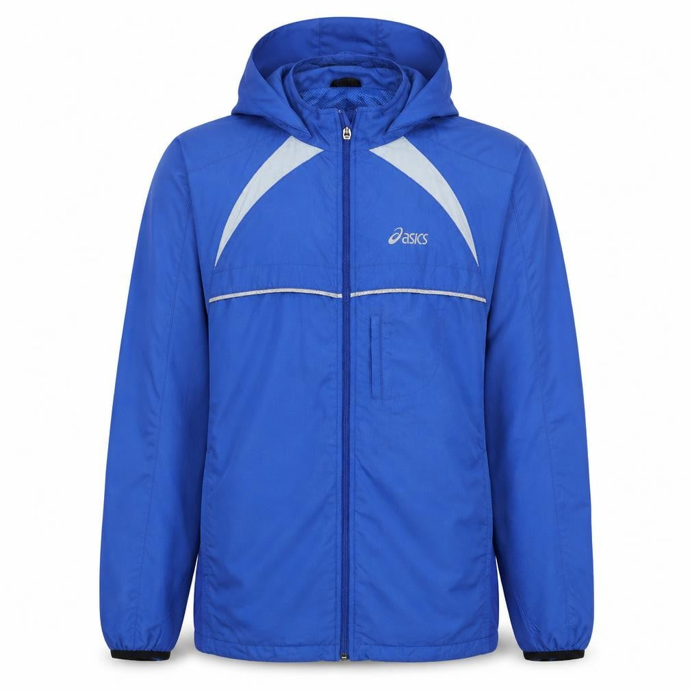 Asics Mens Blue Hooded Windbreaker Jacket Size M