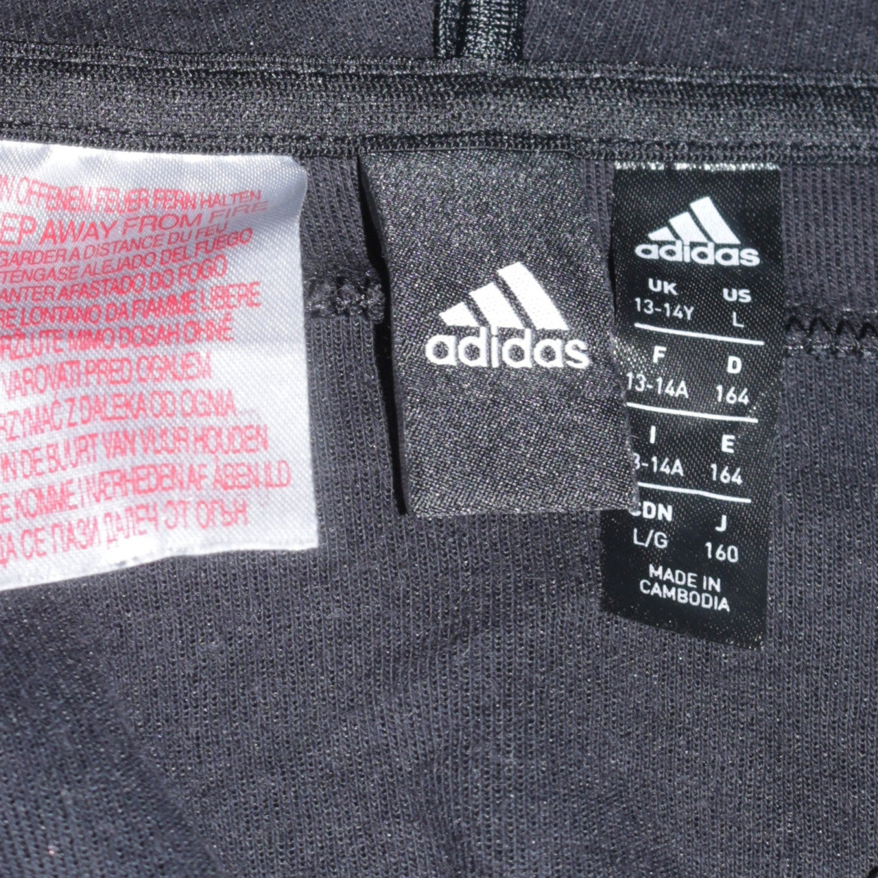 Adidas Boys Black Full Zip Hoodie 13-14 Years Regular Fit Fleece Sweatshirt