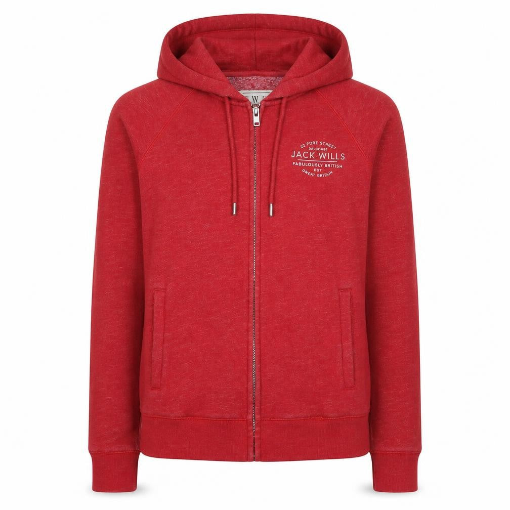 Jack Wills Womens Red Full Zip Hoodie Size 12 Cotton Blend Casual