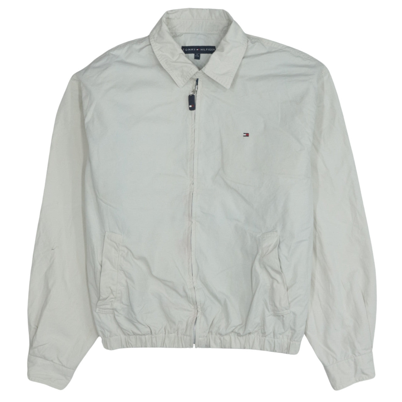 Tommy Hilfiger Men's Beige Cotton Bomber Jacket Size S Full Zip