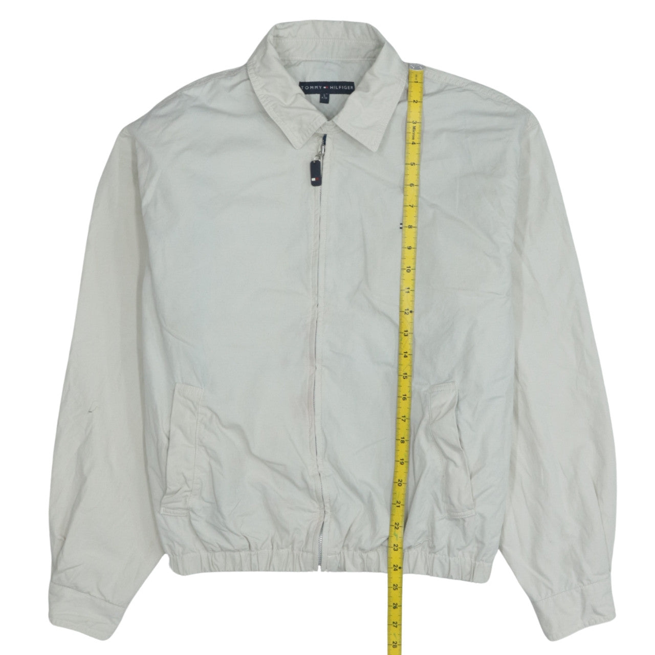 Tommy Hilfiger Men's Beige Cotton Bomber Jacket Size S Full Zip