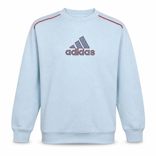 adidas Boys Blue Pullover Sweatshirt 14-15 Years Embroidered Logo Fleece