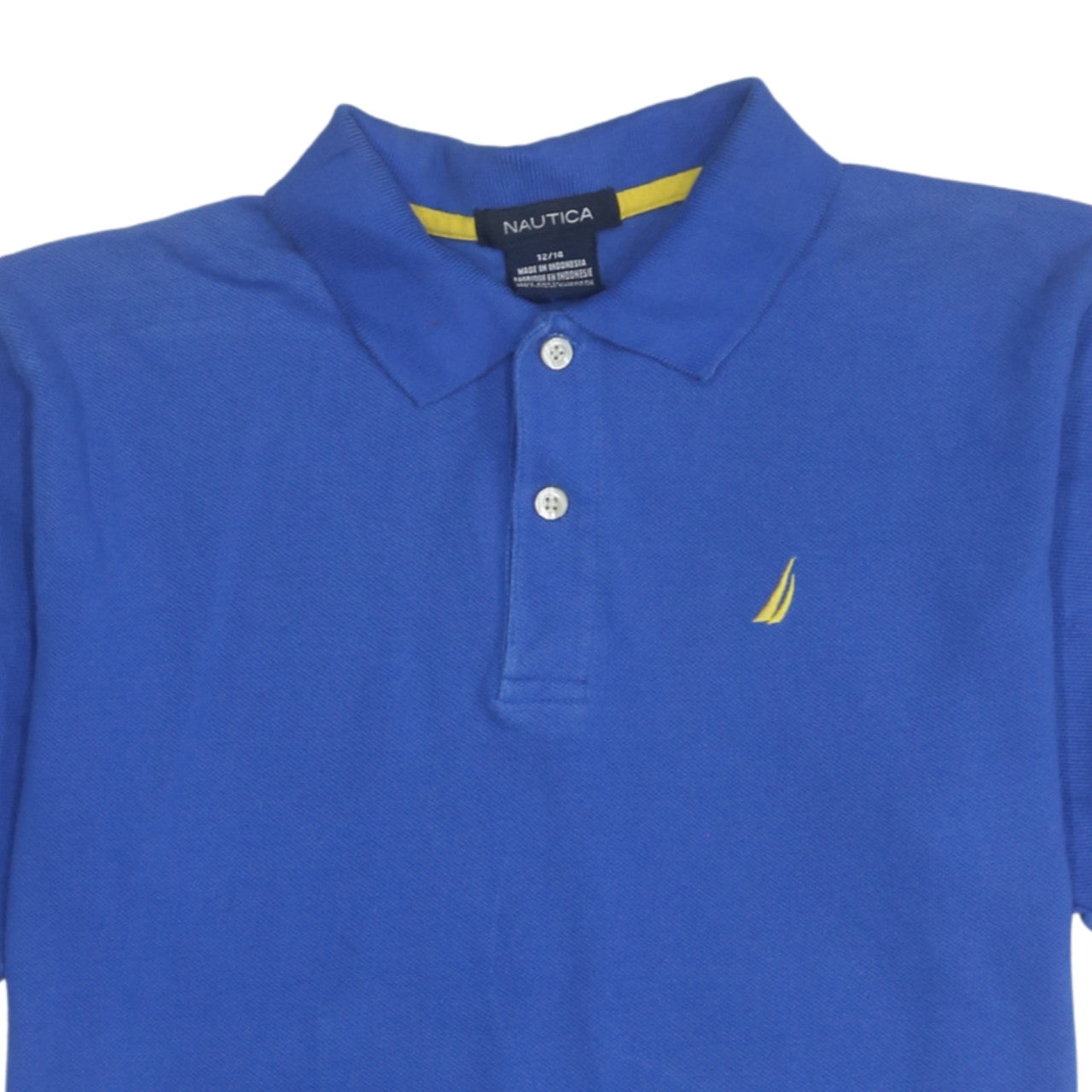 Nautica Blue Cotton Polo Shirt Teens 14 Regular Fit Short Sleeve