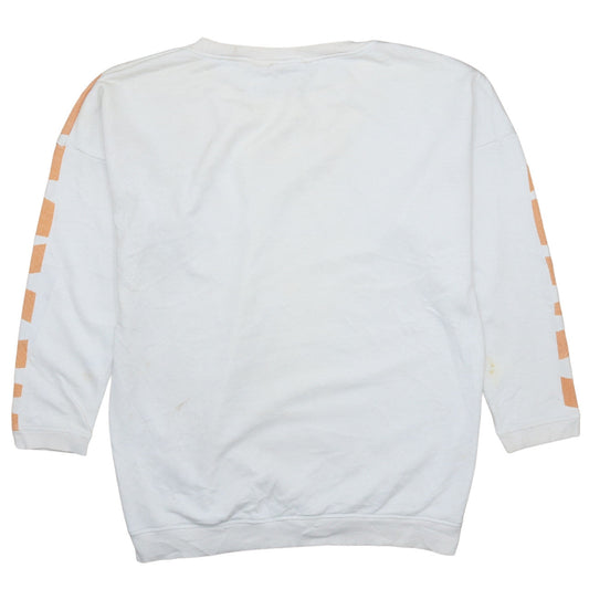 Reebok Womens White Orange Crew Neck Pullover Sweatshirt Size M