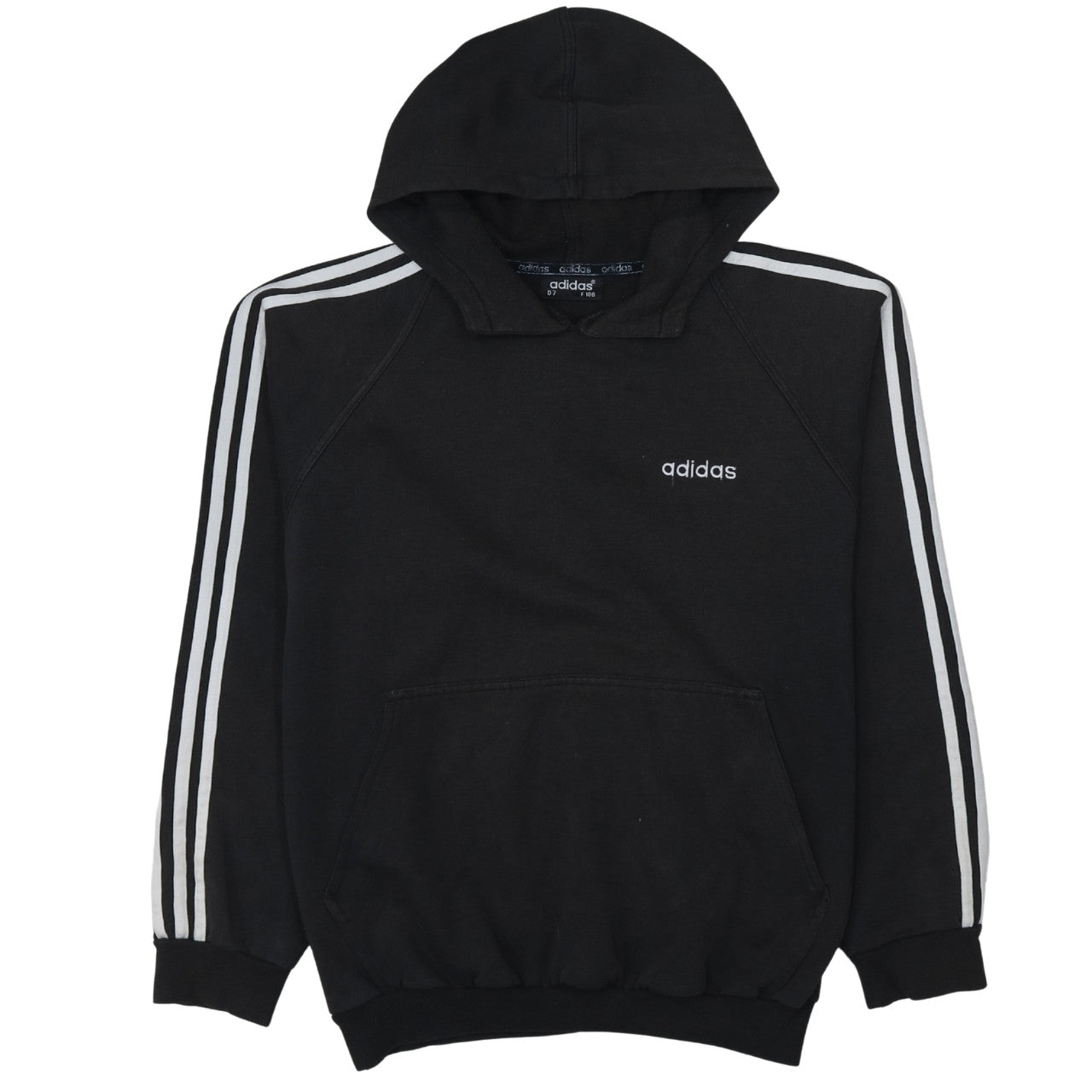 Adidas Men Black Pullover Hoodie Classic 3-Stripes D7 Size L