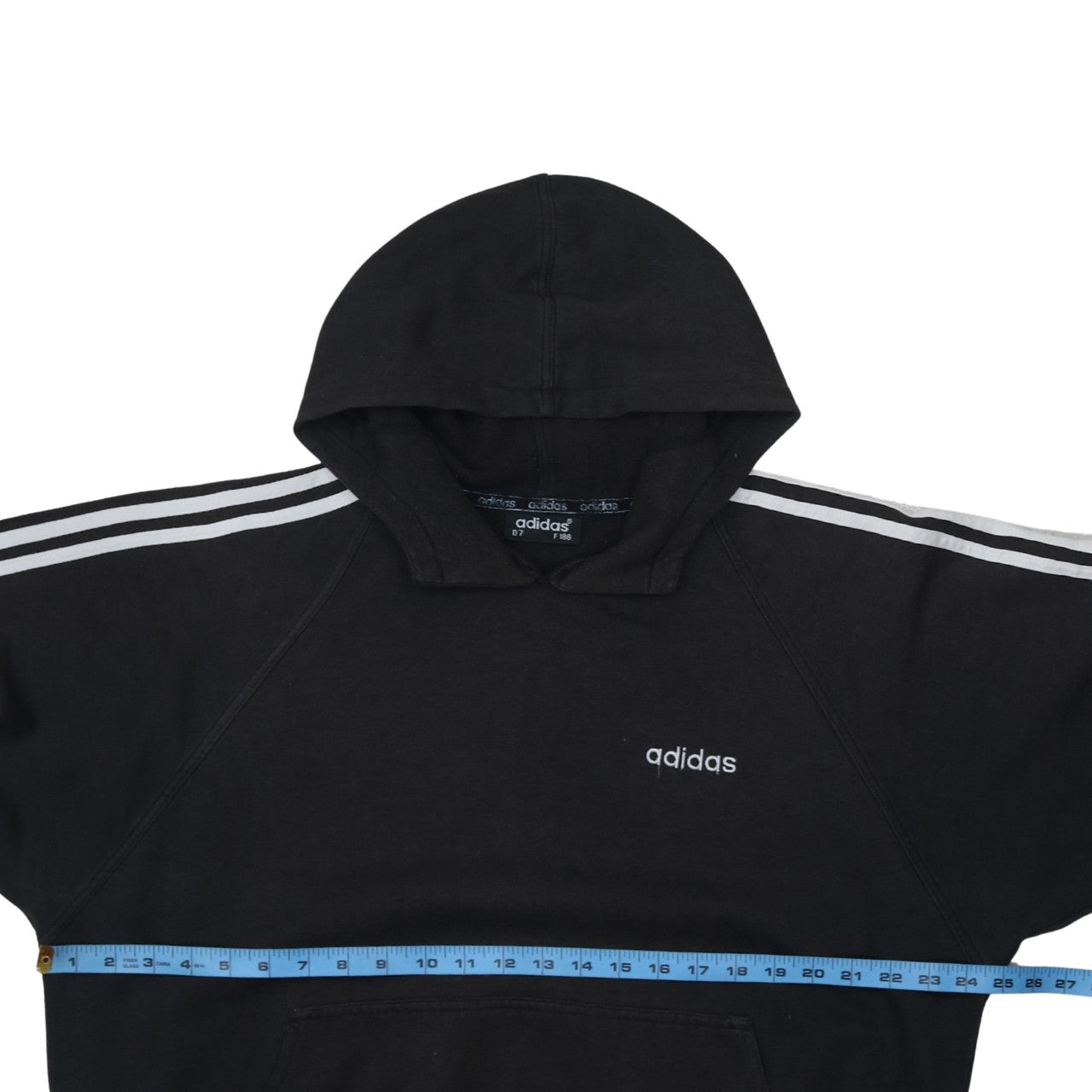 Adidas Men Black Pullover Hoodie Classic 3-Stripes D7 Size L