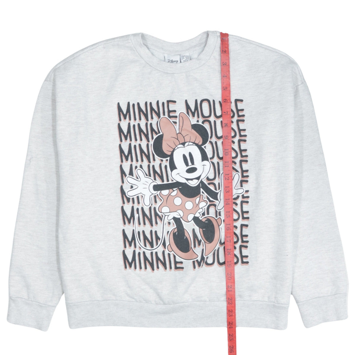Close-up detail of Disney Women Grey Minnie Mouse Sweatshirt L Relaxed Fit