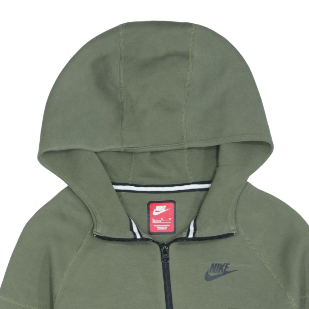 Nike Boys Green Full Zip Hoodie XL 158-170cm Cotton Blend Sweatshirt