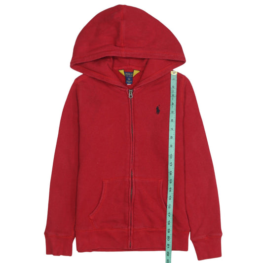 Ralph Lauren Boys Red Full Zip Hoodie Size 16 Years Cotton Blend Fleece