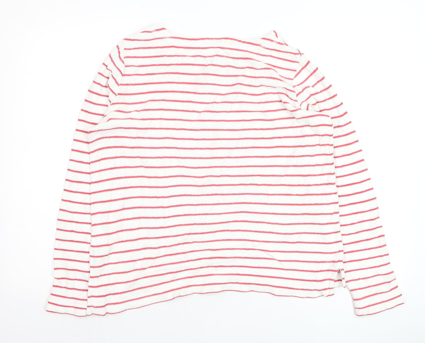 FatFace Women’s White Red Striped Boat Neck Long Sleeve Cotton T-Shirt Size 8