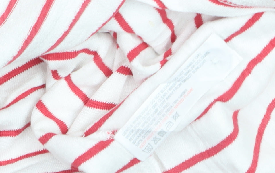 FatFace Women’s White Red Striped Boat Neck Long Sleeve Cotton T-Shirt Size 8