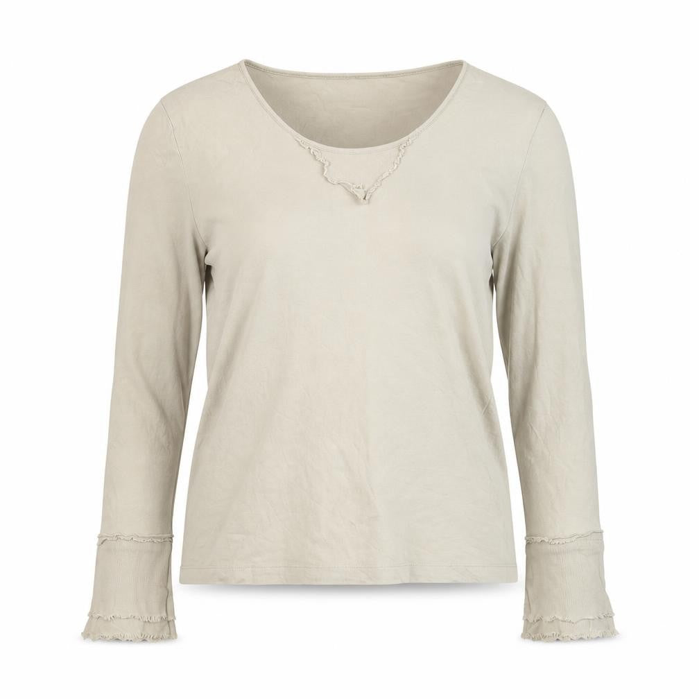 Marks & Spencer Per Una Women’s Beige Long Sleeve Cotton Top Size 18