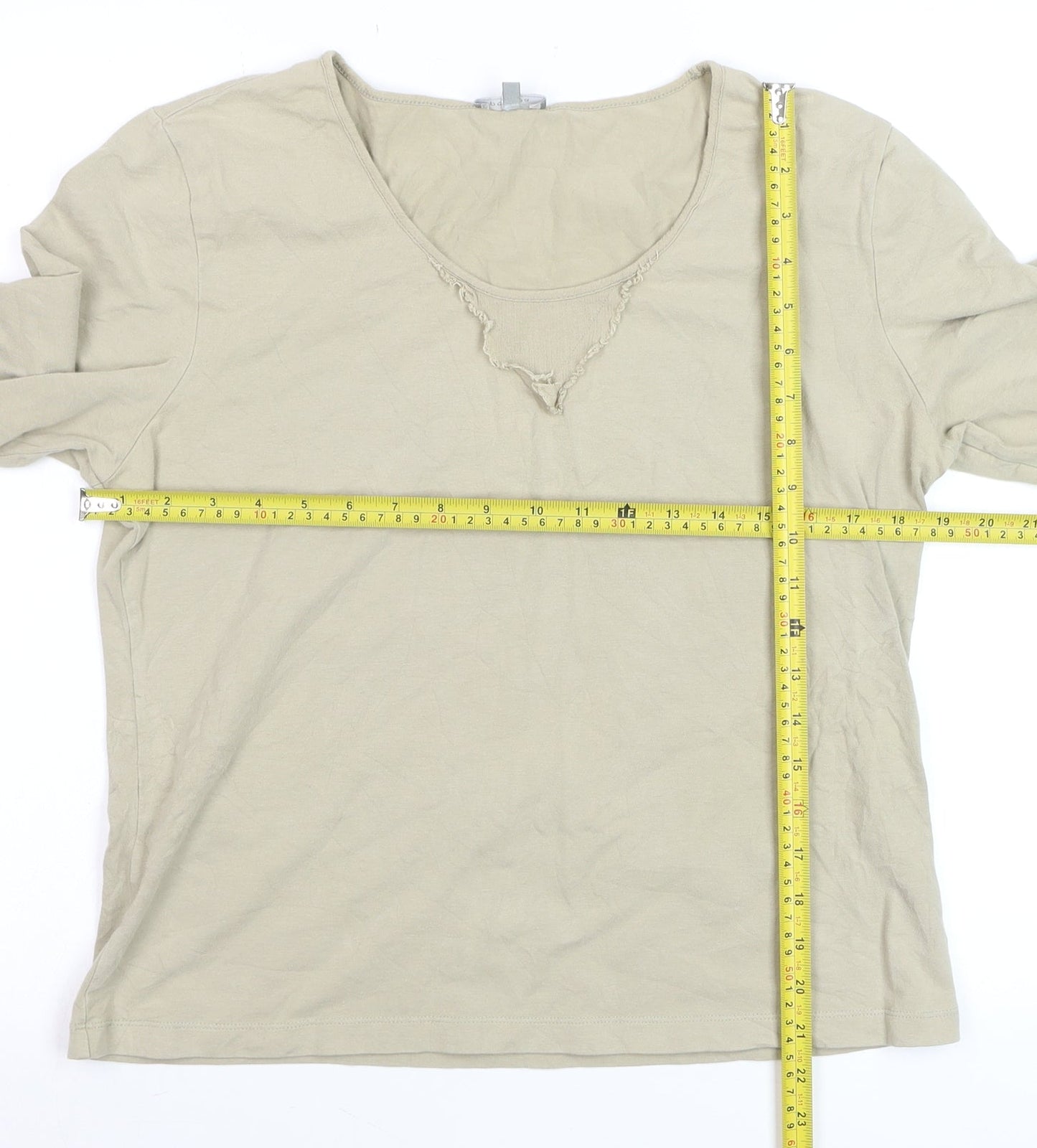Marks and Spencer Per Una Women’s Beige Long Sleeve Cotton Top Size 18
