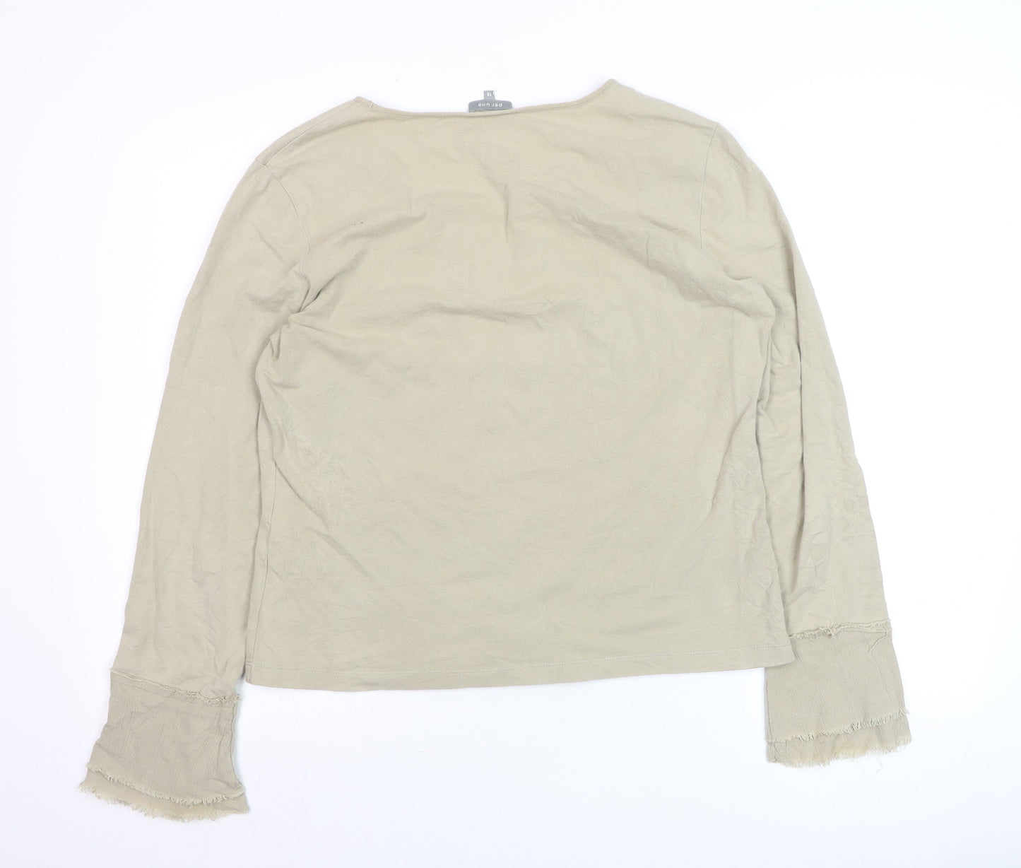 Marks and Spencer Per Una Women’s Beige Long Sleeve Cotton Top Size 18