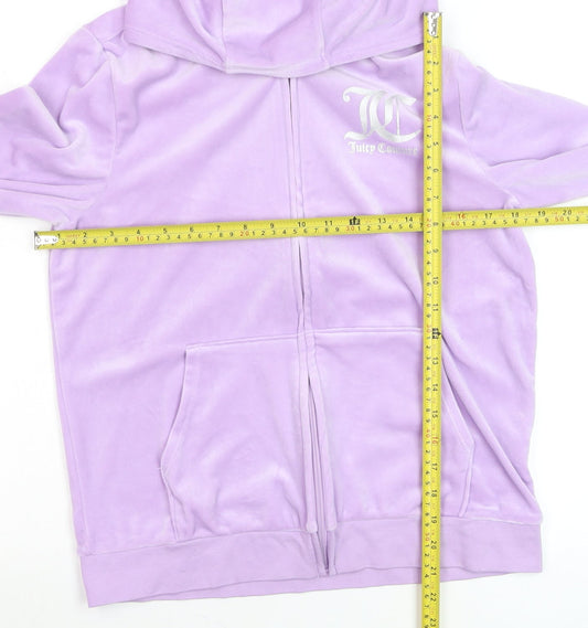 Juicy Couture Womens Lavender Velour Full Zip Hoodie Size 15/16