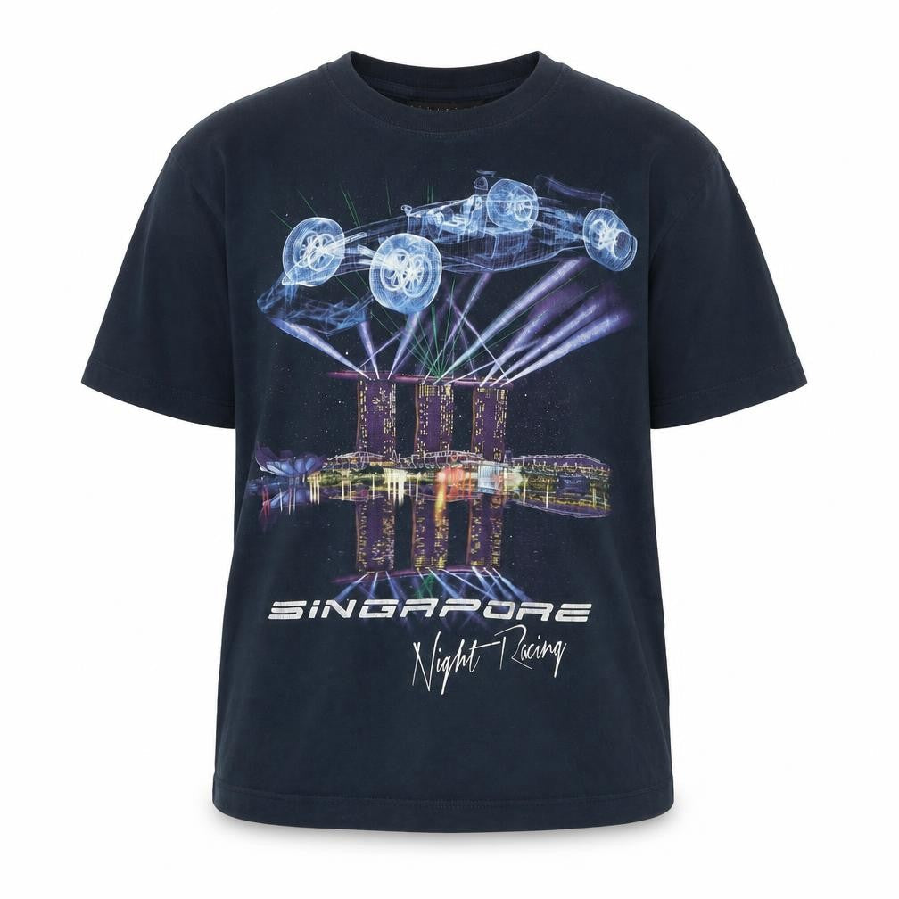 Glow City Boys Black Singapore Night Racing Graphic T-Shirt Size S