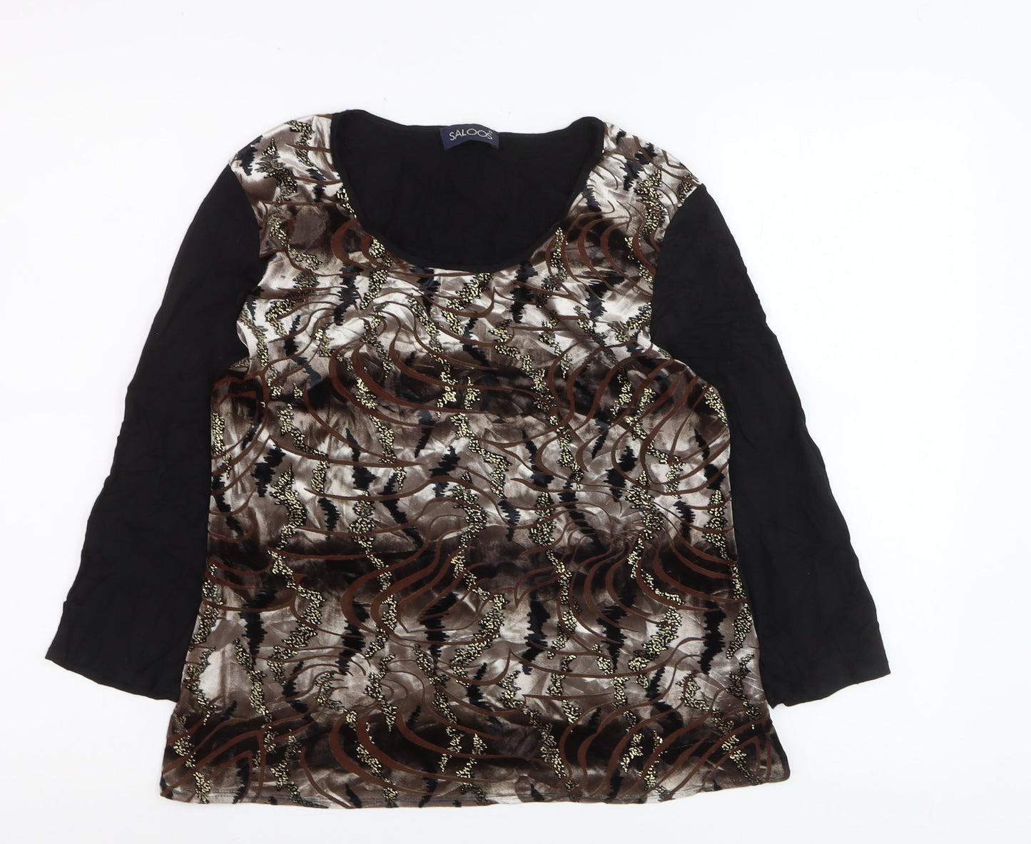 Saloos Womens Brown Tunic Blouse Long Sleeve Stretch Top Size M