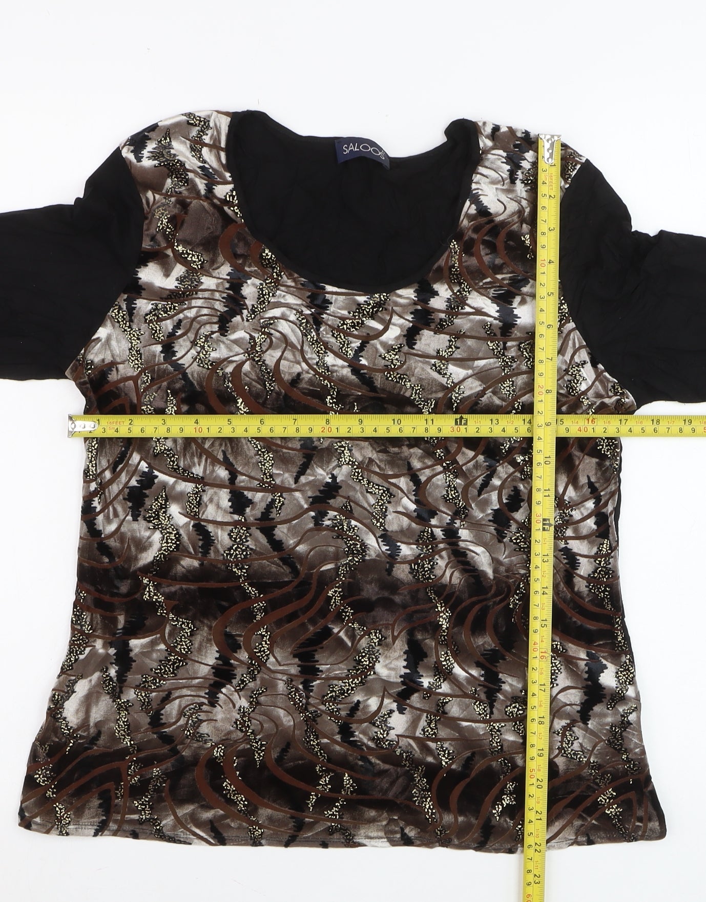 Saloos Womens Brown Tunic Blouse Long Sleeve Stretch Top Size M