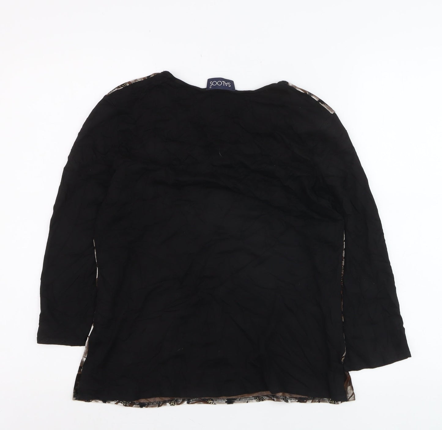 Saloos Womens Brown Tunic Blouse Long Sleeve Stretch Top Size M