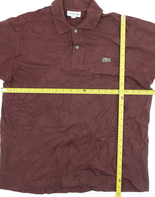 Lacoste Men’s Brown Classic Fit Polo Shirt Size L Cotton Logo