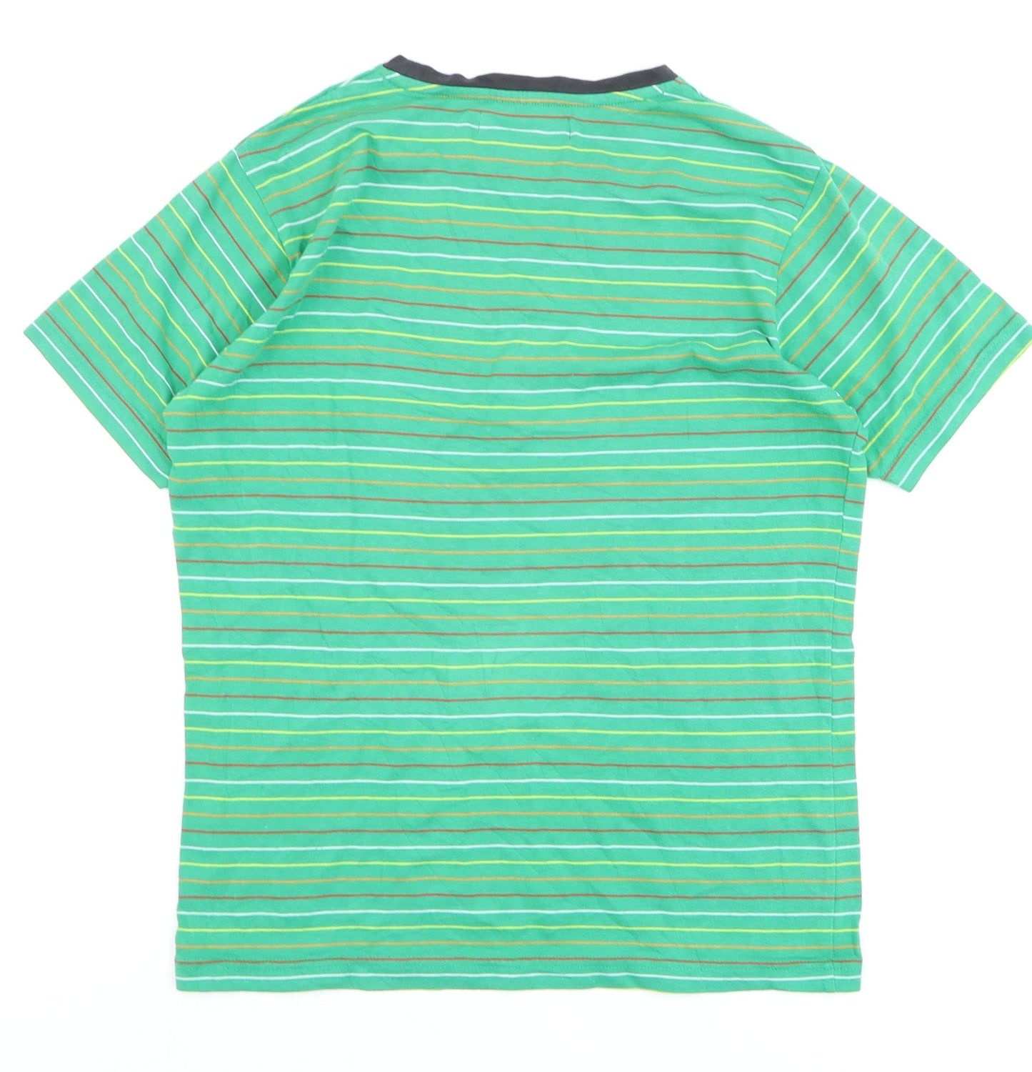 Kickers Men's Green Striped Crew Neck Cotton Short Sleeve T-Shirt Size S
