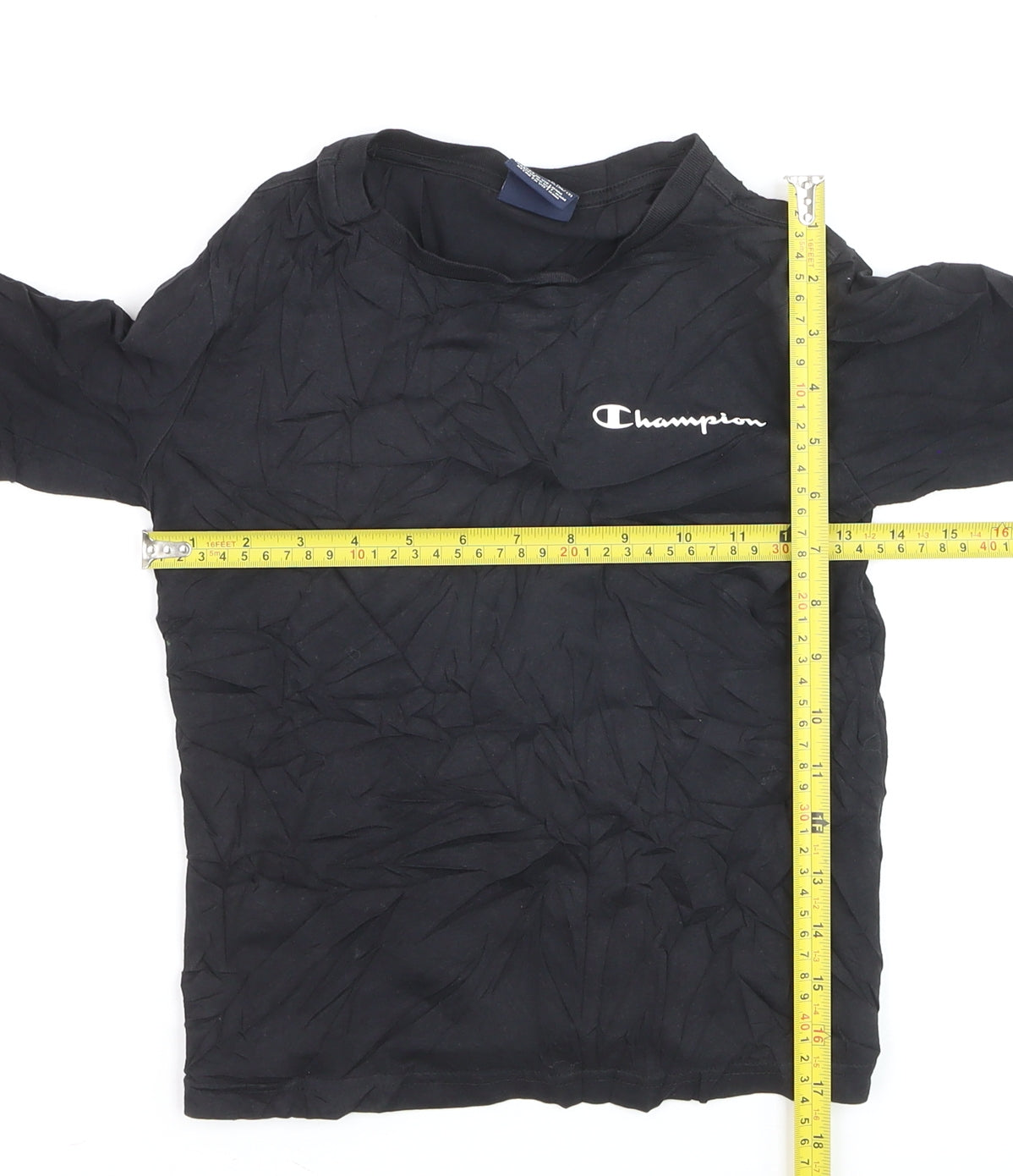 Champion Boys Black Cotton Pullover Jumper Small 7-8 Years Crew Neck