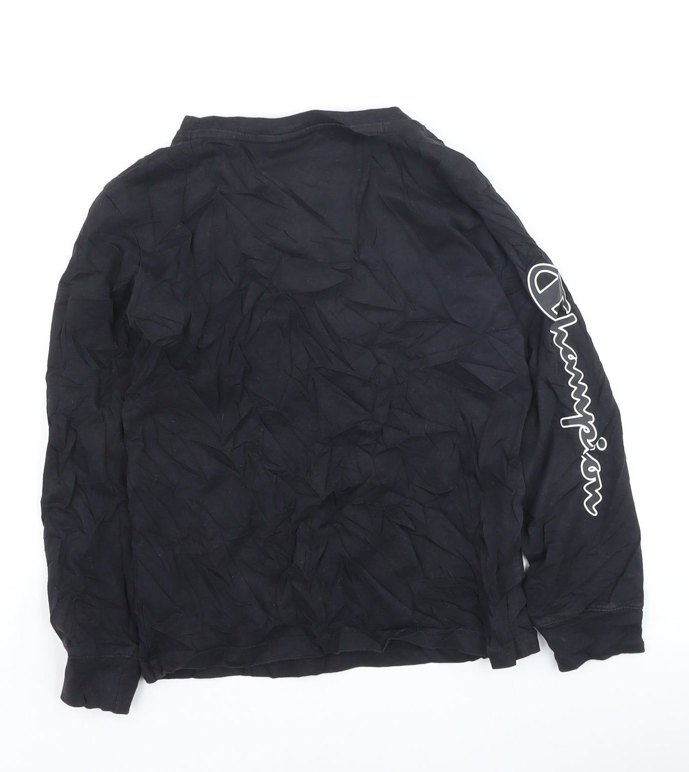 Champion Boys Black Cotton Pullover Jumper Small 7-8 Years Crew Neck