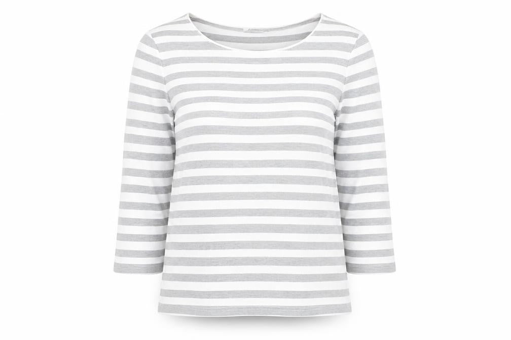 Marks & Spencer Womens Grey Striped 3/4 Sleeve Pullover Jumper Size 10