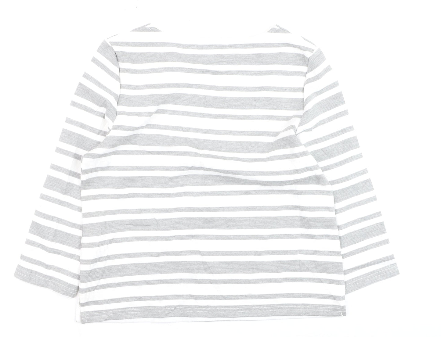 Marks and Spencer Womens Grey Striped 3/4 Sleeve Pullover Jumper Size 10