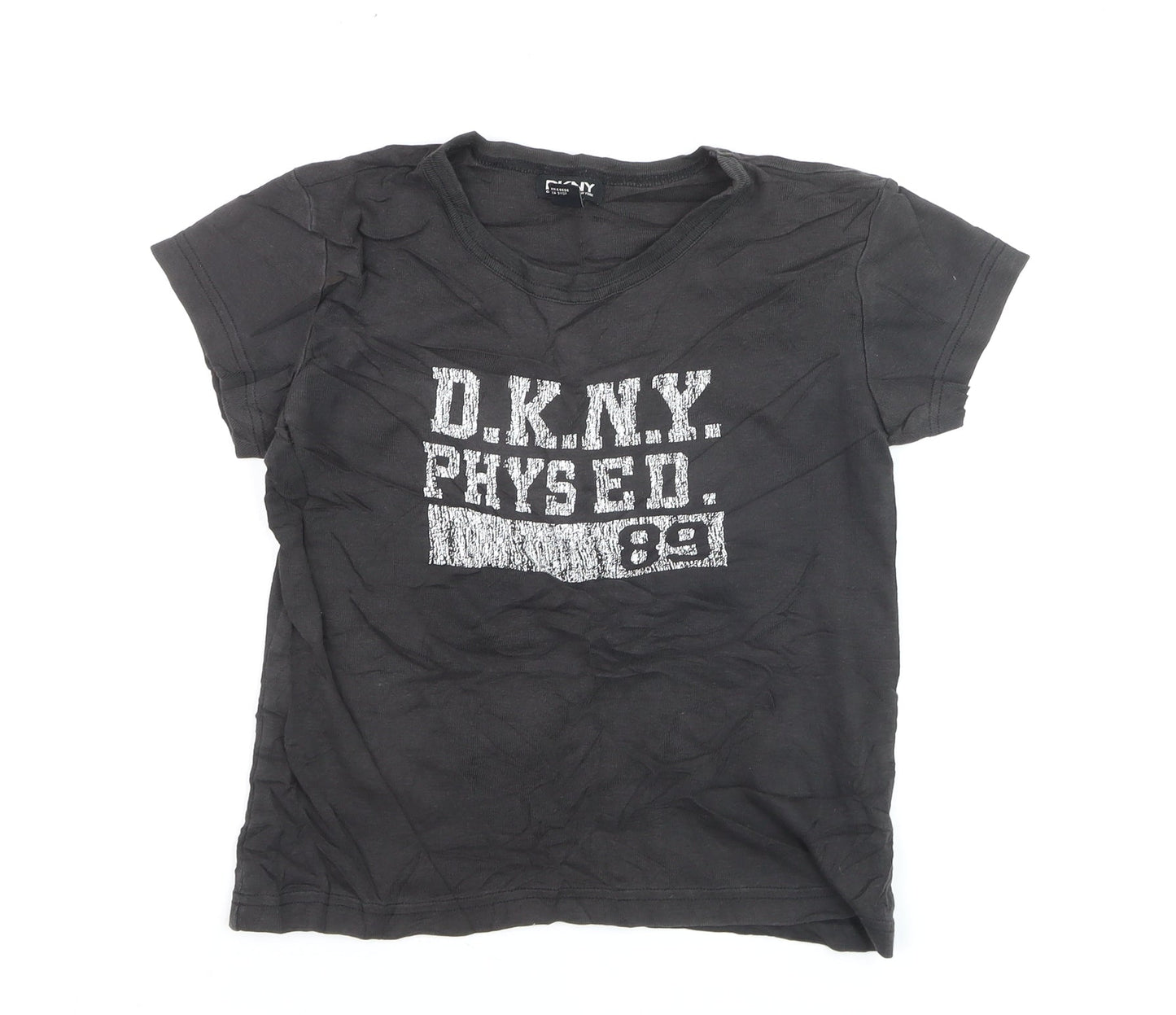 DKNY Women's Black Cotton V-Neck Short Sleeve T-Shirt M