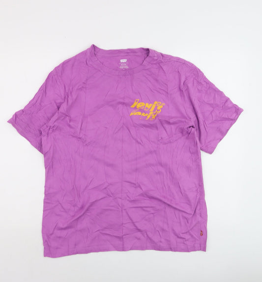 Levi's Men's Purple Relaxed Fit Cotton Crew Neck T-Shirt M