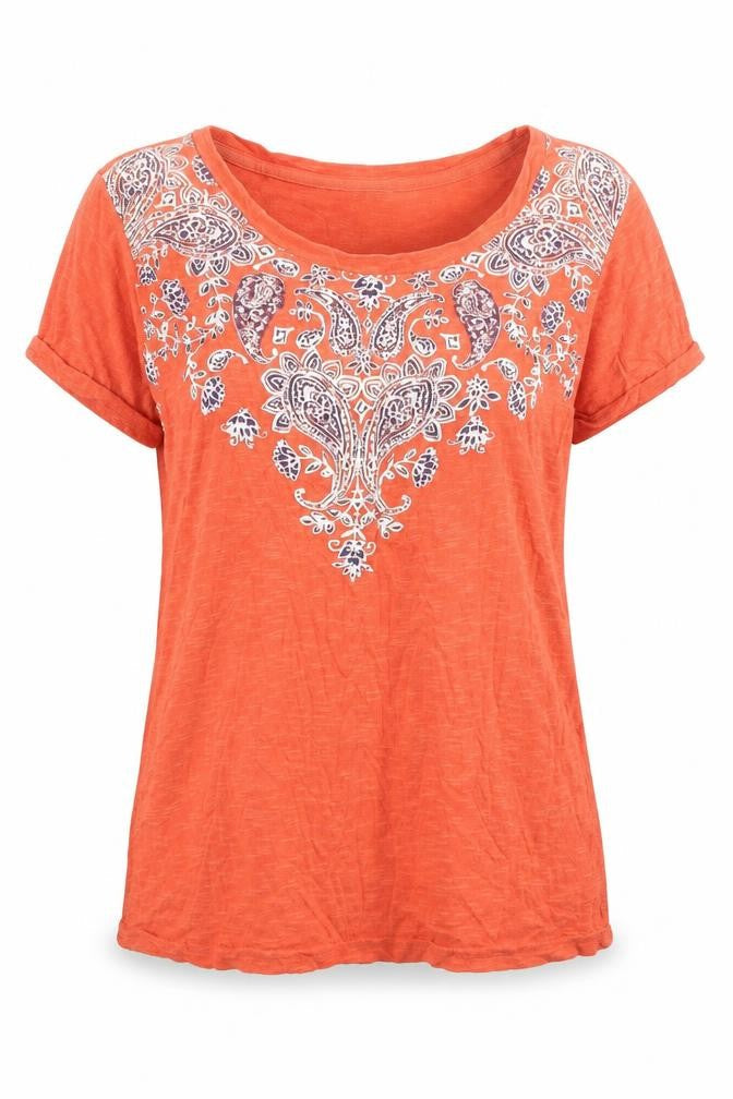 Marks & Spencer Women's Orange Embroidered T-Shirt UK 8