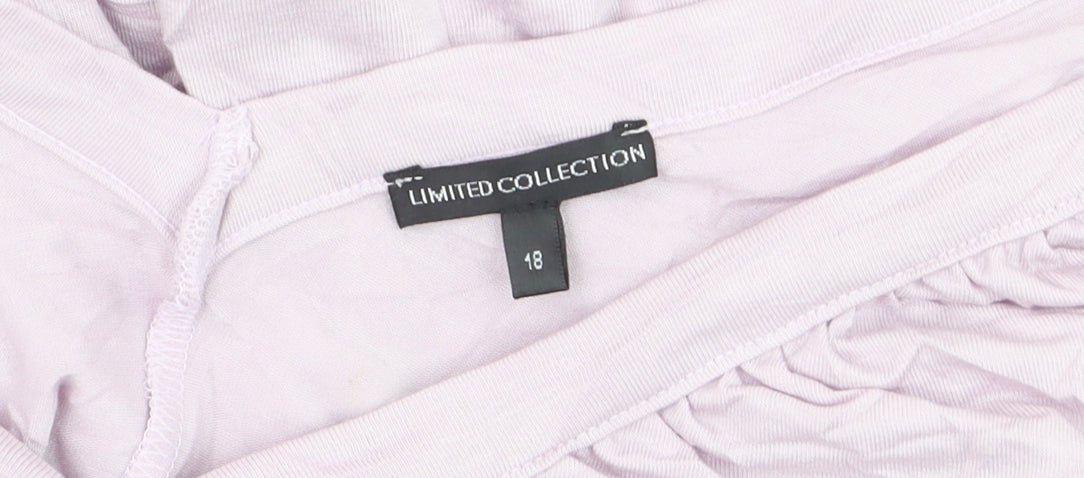 Marks and Spencer Women Pink Long Sleeve Ruched V-Neck Blouse Size 18