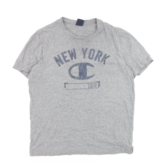 Champion Men's Grey New York 1919 Logo Graphic T-Shirt Size L