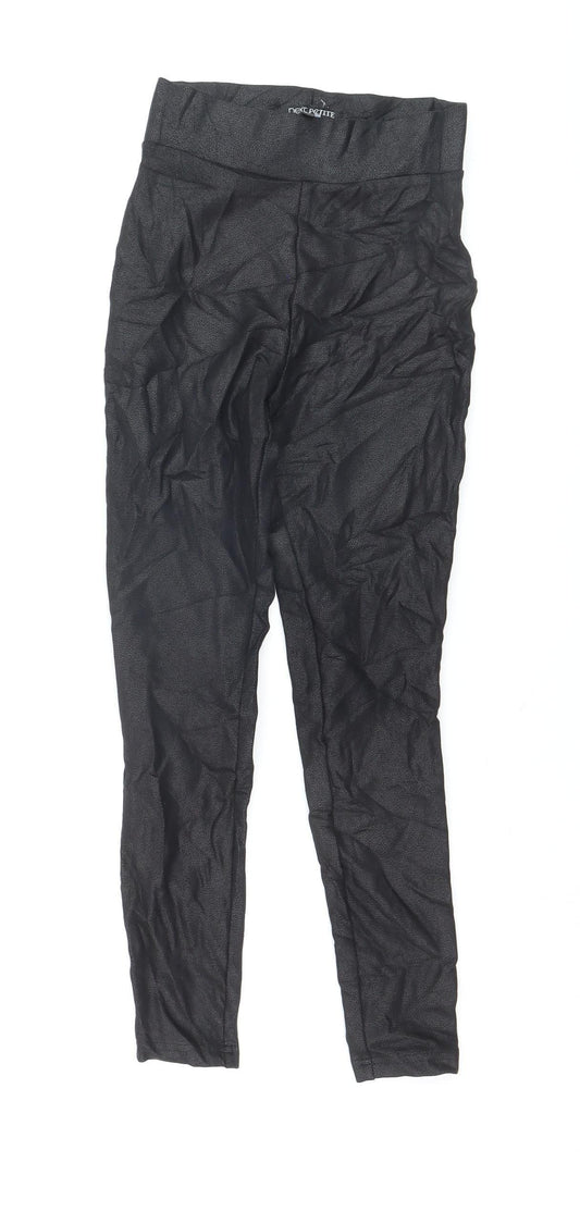 Next Petite Black High Rise Viscose Blend Ankle Leggings UK 6