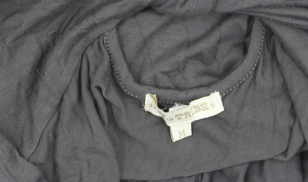 Tribe Women’s Grey Shift Dress M Long Sleeve Keyhole Jersey Rayon
