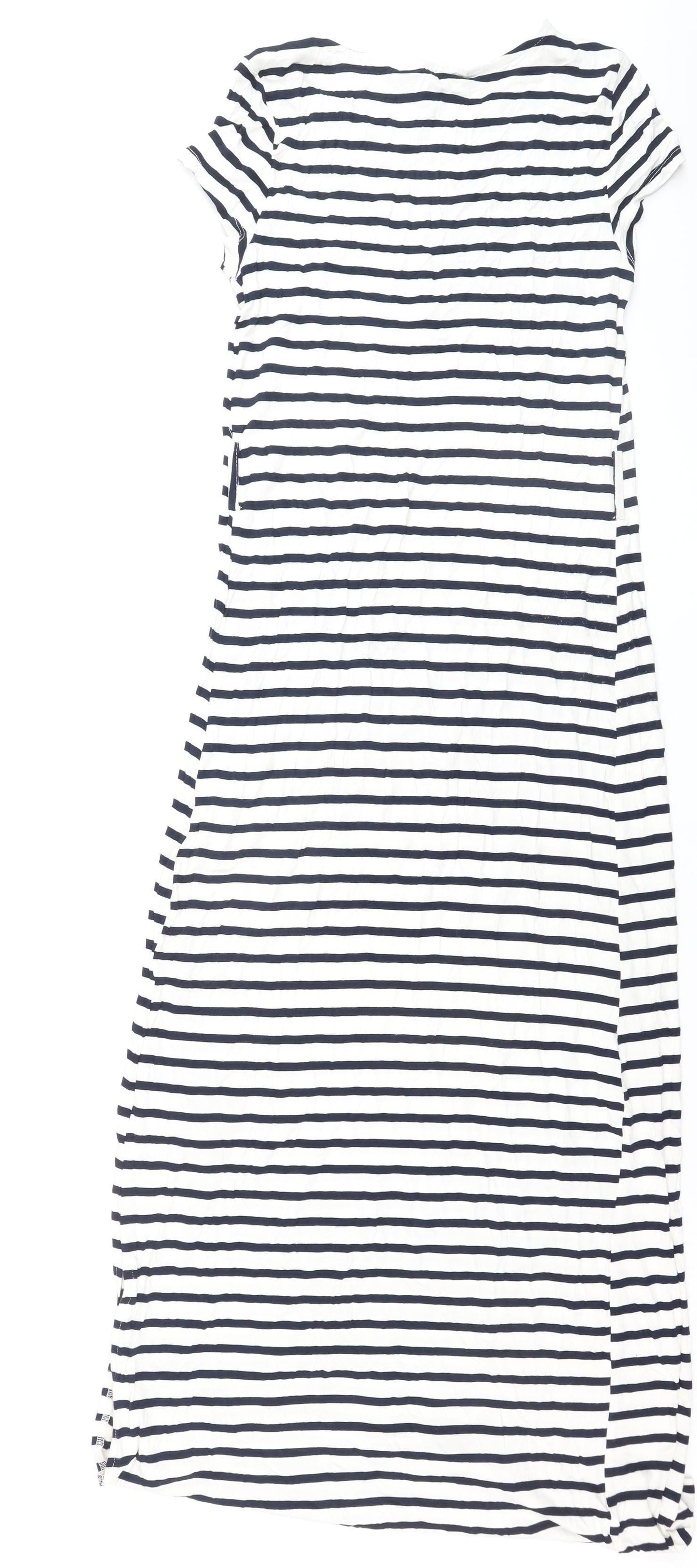New Look Maternity Navy White Striped Midi T-Shirt Dress Size 10
