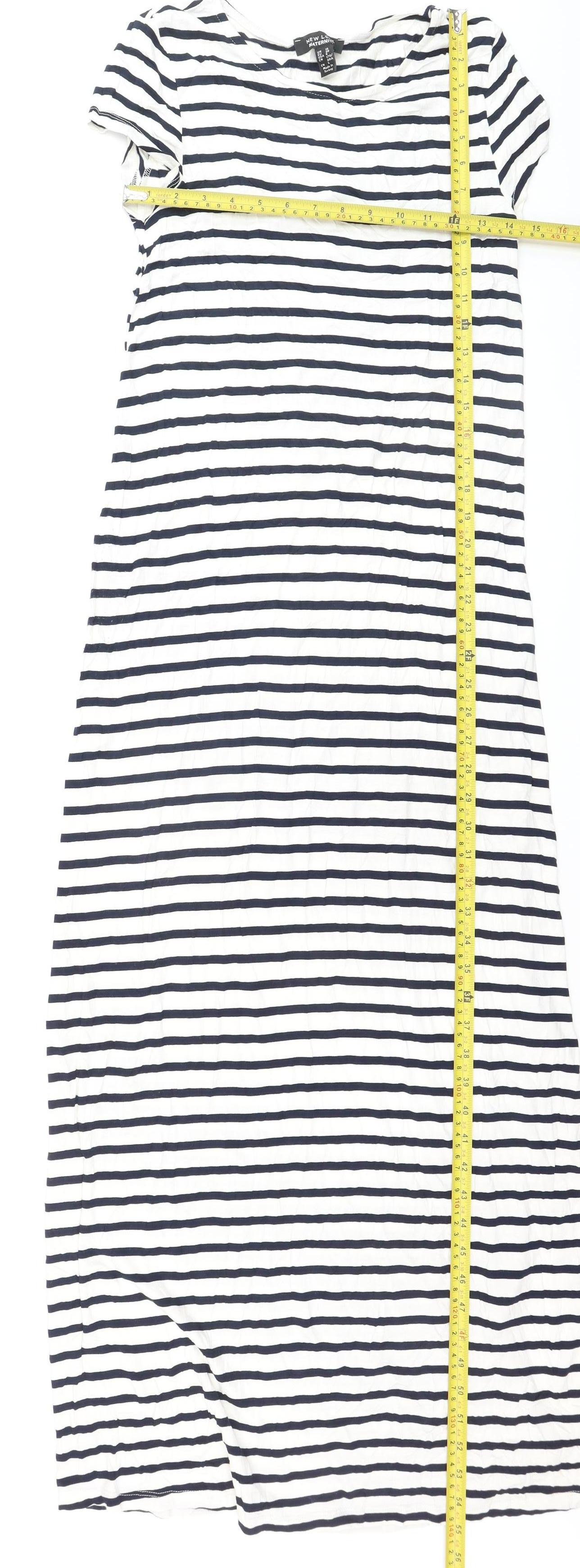 New Look Maternity Navy White Striped Midi T-Shirt Dress Size 10