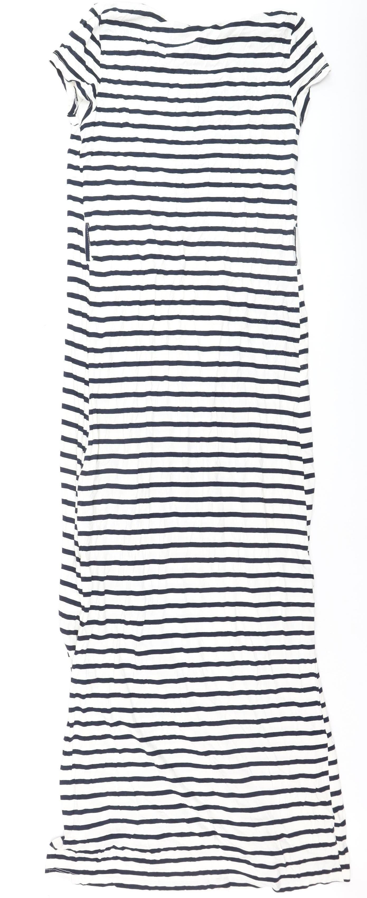 New Look Maternity Navy White Striped Midi T-Shirt Dress Size 10