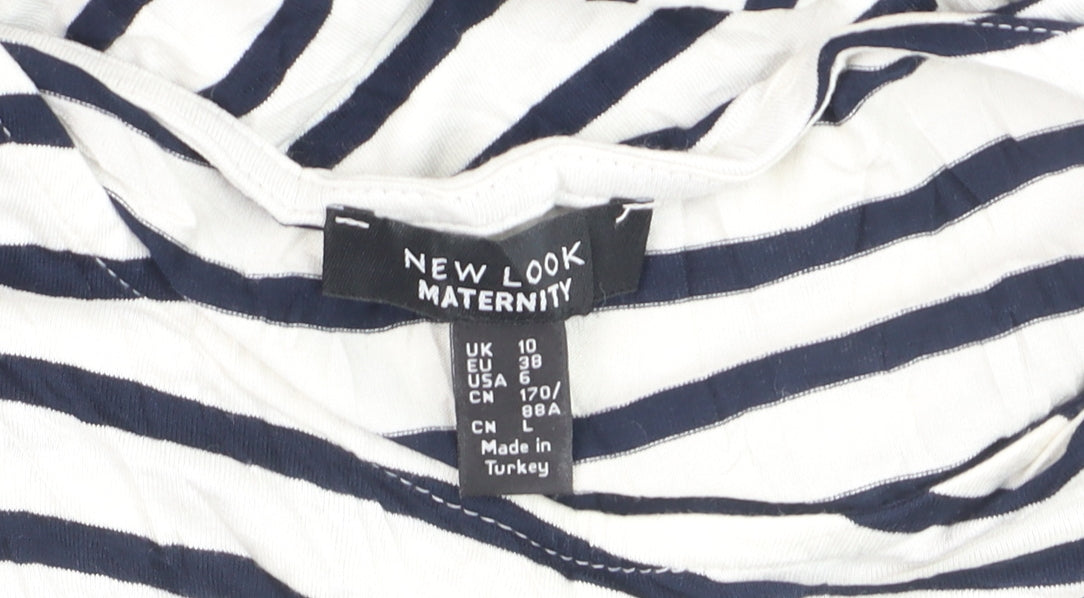 New Look Maternity Navy White Striped Midi T-Shirt Dress Size 10
