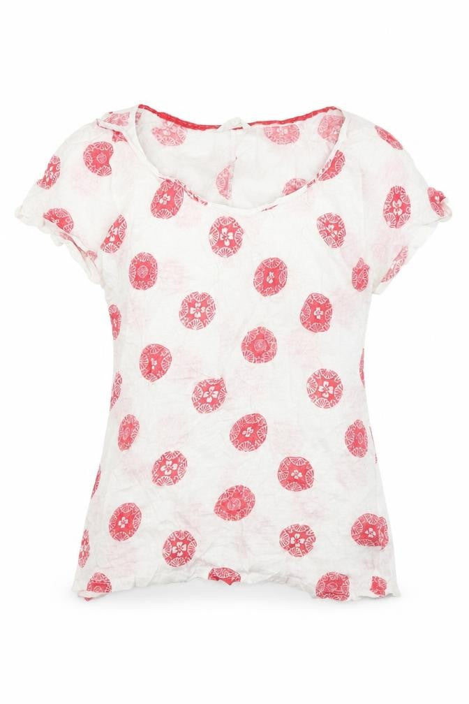 White Stuff Women's White Linen Polka Dot Blouse Size 8