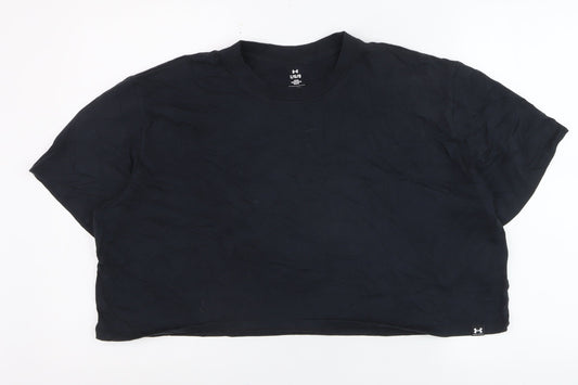 Under Armour Women Black Cropped Relaxed Fit T-Shirt L